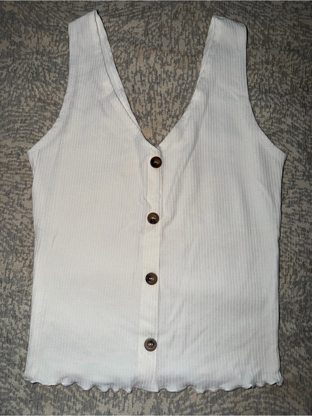 Caution To The Wind White Ribbed Button-Front Tank